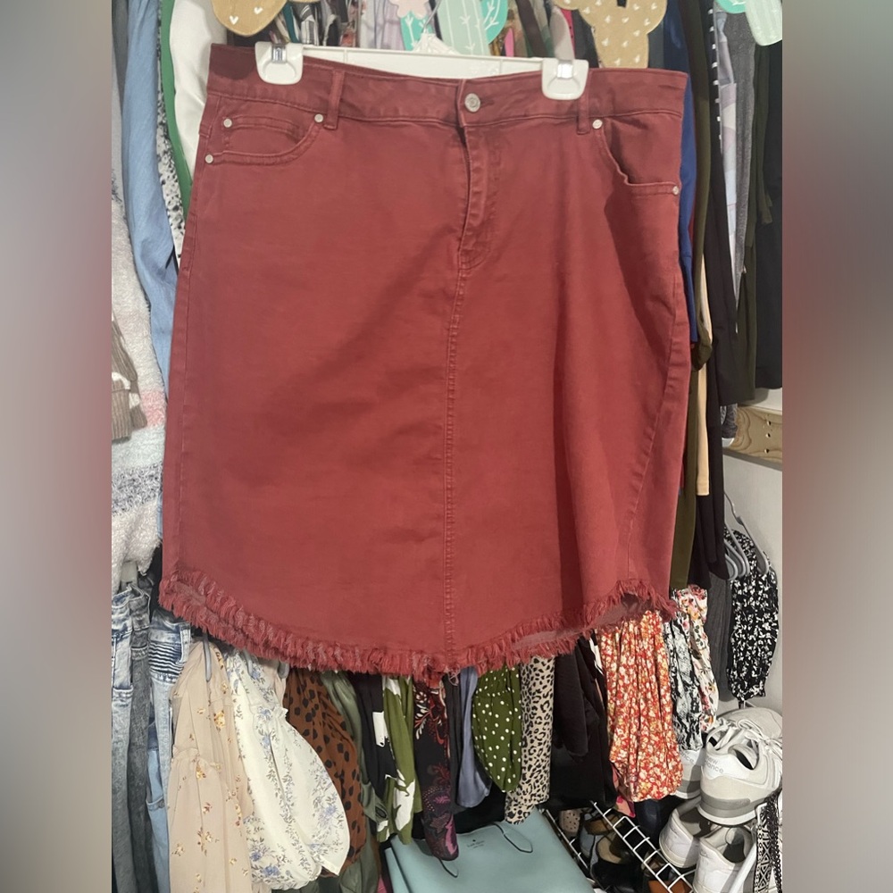 Red jean skirt